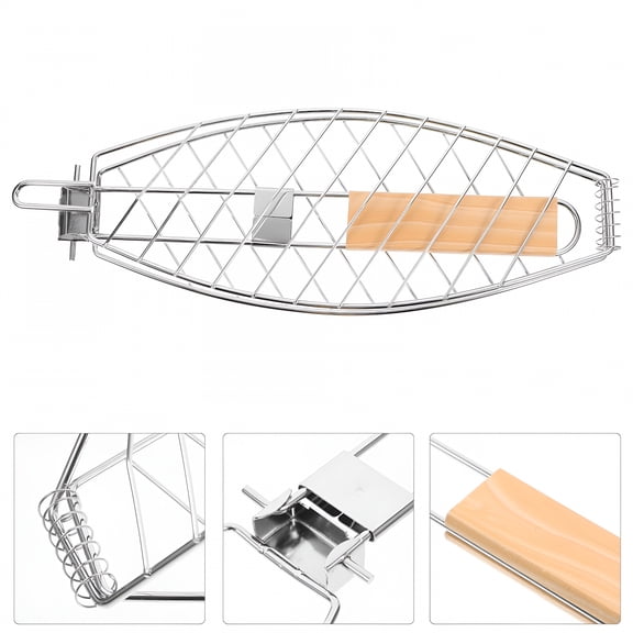 ACDANC Stainless Steel Fish Grill Basket for Bbq Cooking Accessories,Durable and Easy to Use,1 Set Bbq Accessories