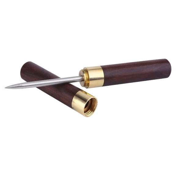 ACDANC Stainless Steel Ice Pick with Wooden Handle and Sheath Kitchen Tool (Black)