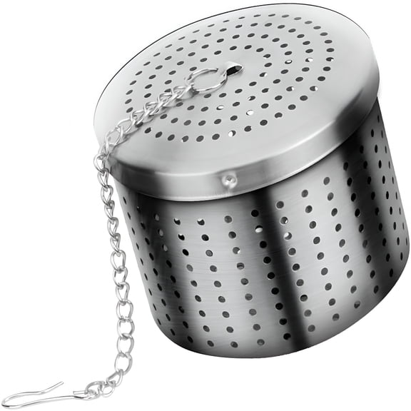 ACDANC Stainless Steel Large Tea Strainer with Hook Chain Multipurpose Spice and Seasoning Infuser Basket for Tea Soup Brine and Herbal Brewing Cooking Filter Ball
