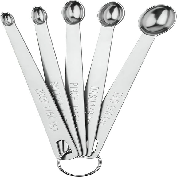 ACDANC Stainless Steel Measuring Spoons Set, Mini 5-Piece Tiny Spoons 1/64 to 1/4 Teaspoon, Precision Spice Measuring Tools For Baking And Cooking