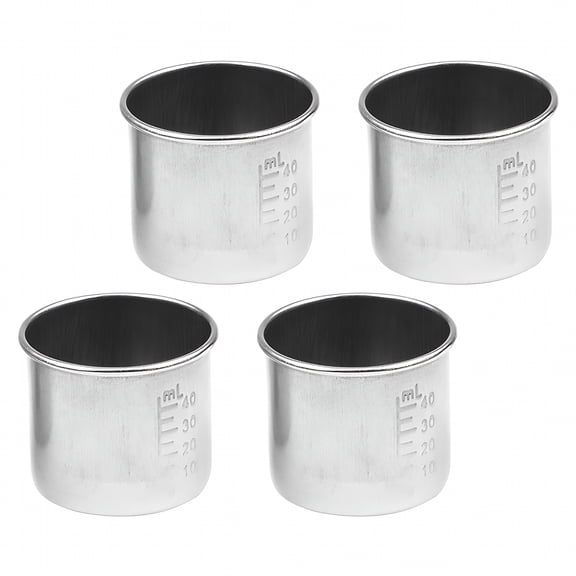 ACDANC Stainless Steel Medicine Dose Cup, 40ml Liquid Measuring Spoon for Medication, Reusable Mini Cup for Household, Kitchen, Laboratory, Safe and Accurate Dosage Tool, Silver, 4 Pack