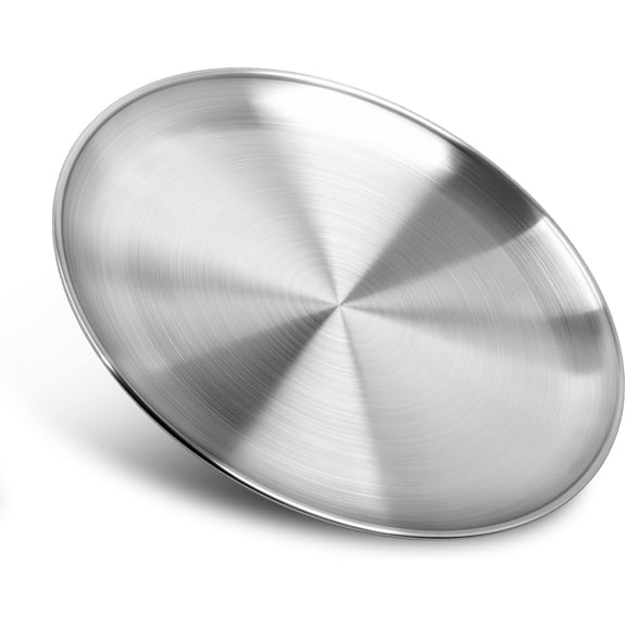 ACDANC Stainless Steel Plates,10 Inch Round Metal Food Serving Plate, Dinner Plates for Outdoor Camping Hiking, Party Serving, Feeding,Non Toxic & Reusable, Dishwasher Safe