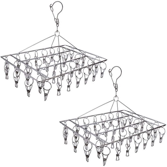 ACDANC Stainless Steel Sock Drying Rack with 72 Clips,Swivel Wind-Proof Hook Clothes Hanger Dryer for Sock,Underwear,Bra,Laundry Accessories Stainless Steel Clothes Drying Rack Sock Drying Rack