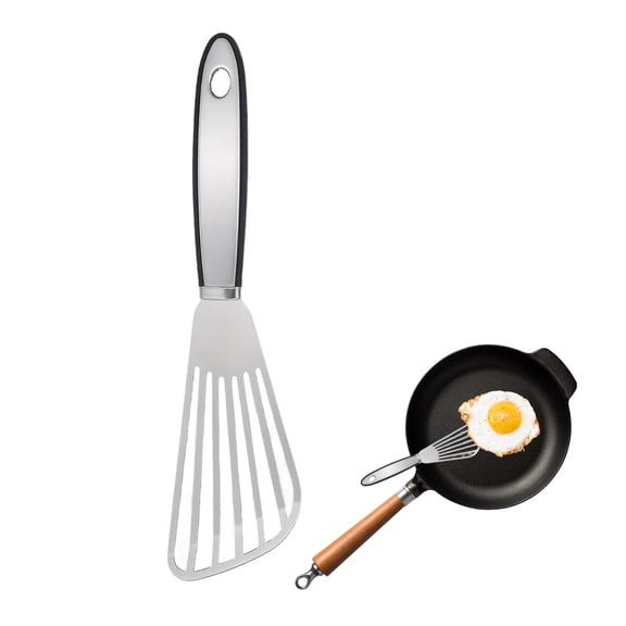 ACDANC Stainless Steel Spatula,Hollow Slotted Head Metal Spatula,Heat Resistant Handle Stainless Steel Cooking Utensils,Style4,10.12*2.64*0.39in