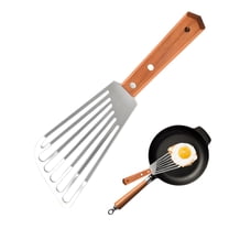 ACDANC Stainless Steel Spatula,Stainless Steel Slotted Fish Spatula,Heat Resistant Wooden Handle Metal Spatula,1,10.83*3.23*0.79in