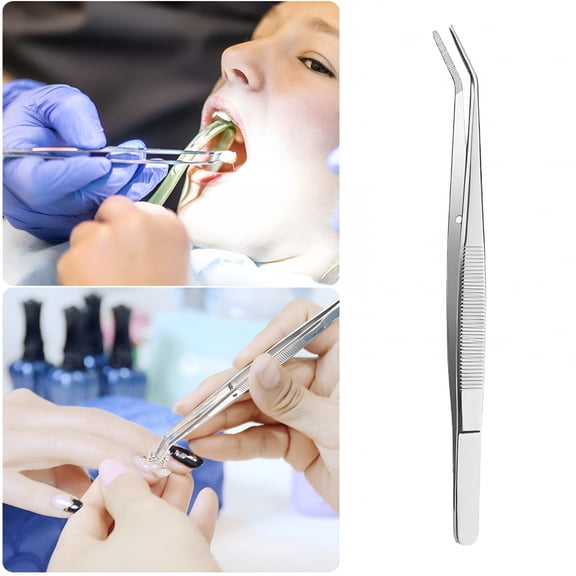 ACDANC Stainless Steel Tweezers With Curved Serrated Tip Multipurpose Tweezers Sewing Machine Tweezers Forceps For Craft Repairing Facial Sponge Metal Skin