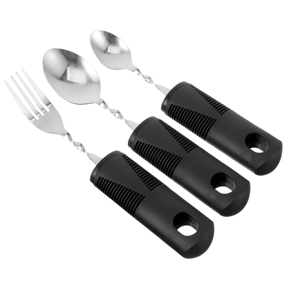 ACDANC Stainless Steel Utensils Flatware Bendable Cutlery Disabled People Adaptive Big Teaspoon Rubber Child 3 Pcs