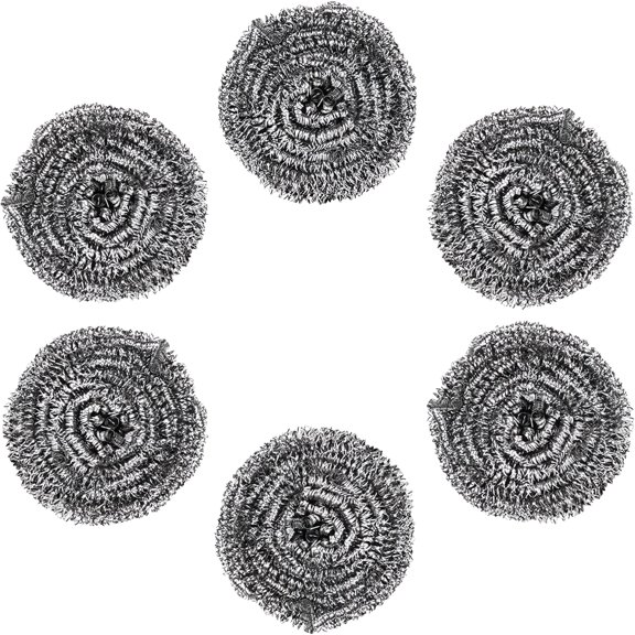 ACDANC Stainless Steel Wire Sponge, 6 Pack Metal Scrubbers for Dish Cleaning, 2.5 Inch Scouring Pads for Pots, Pans, Grills, Ovens, and Sinks