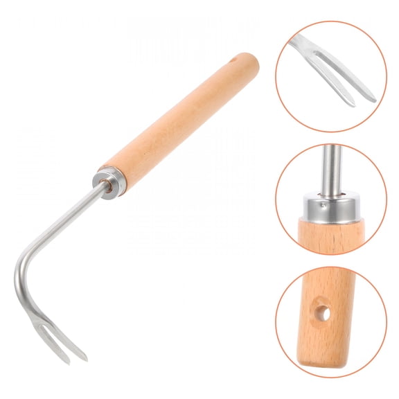 ACDANC Stainless Steel and Wood Manual Weeder Ergonomic Handle for Gardening Lightweight and Sturdy Grass Cutter Machine 6.5 Inches
