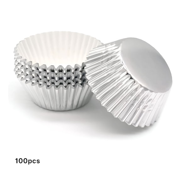 ACDANC Standard Silver Foil Cupcake Liners Muffin Baking Cups for Party and More,100-Count
