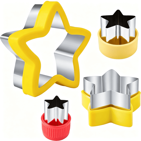 ACDANC Star Cookie Cutters 4 Pcs,Sandwich Cutter,Vegetable Fruit Cutters Shapes,Stainless Steel Biscuit Cutters for Children Boys Girls|Sandwich Cutter,Vegetable Fruit Cutters Shapes