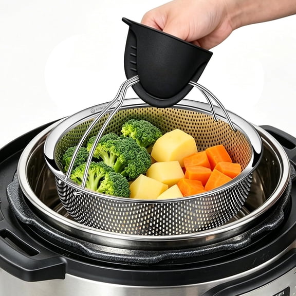 ACDANC Steamer Basket for 5/6/8 Qt Quart Accessories Diameter 7.09",Stainless Steel Strainer&Insert Fits Insta Pots,Other Pressure Cookers,Vegetable&Dumpling Steamer with Handles&Feet