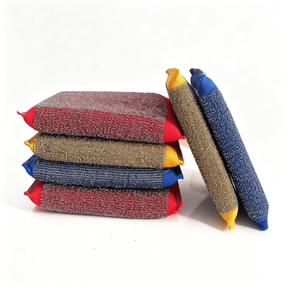ACDANC Steel Wool Scrubber Kitchen Sponges - 6 Pack Kitchen Dish Sponges Scrubbers,Non-Scratch Microfiber Sponges for Cleaning,Pots and Pans Scrub Sponge Dish Sponges