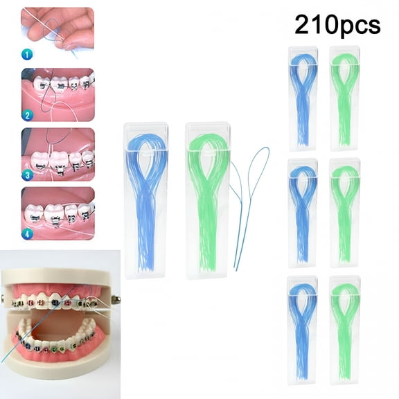 ACDANC Super Strong Dental Floss Threaders for Braces&Implants,210 Count Value Pack,Easy Clean Bridges&Crowns