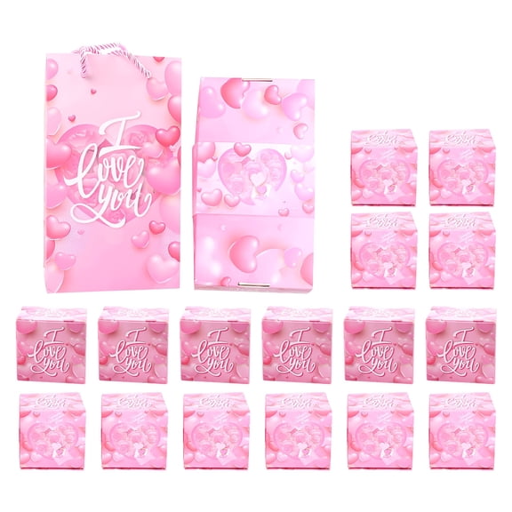 ACDANC Surprise Gift Box Explosion Pink Envelope Money Box,Valentine Gifts Birthday Surprise - 2023 Pop-Up Explosion Gift Box,Folding Bouncing Gift Box (16 Boxes Set)