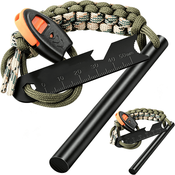 ACDANC Survival Fire Starter,4 Inch Ferro Rod,Flint Fire Starters for Hiking and Camping,Flint and Steel Survival Tool with Paracord and Emerge Reliable All-Weather Fire Starter Survival Tool