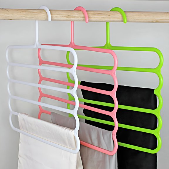 ACDANC Swing Arm Trousers Hanger,Space Saving,5 Layers Non-Slip Plastic Clothes Hangers,Blue