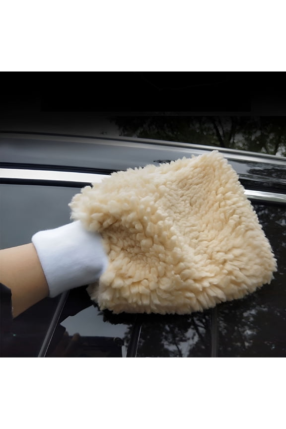 Synthetic Lambs Wool Car Wash Mitt Thick Plush Reversible Anti-slip Car Wash Gloves