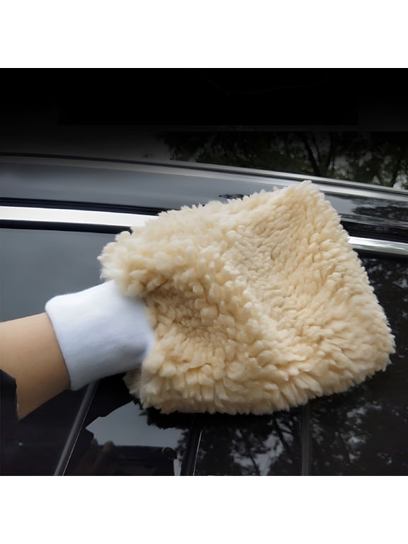 Synthetic Lambs Wool Car Wash Mitt Thick Plush Reversible Anti-slip Car Wash Gloves