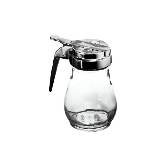 ACDANC Syrup Glass Dispenser with Chrome Plated Alloy Top - 6 Ounce