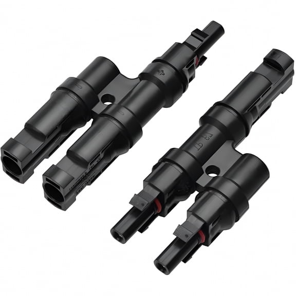 ACDANC T-Shaped Solar Cable Connector, MC4 2 to 1 Branch Photovoltaic Plug, IP67 Waterproof Fireproof for Parallel Wiring
