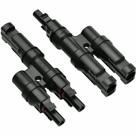 ACDANC T-shaped Photovoltaic Connector Solar Cable Connector Fireproof, Waterproof and Dustproof Black, MC4 2 to 1