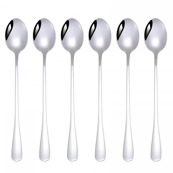 ACDANC Tableware Long Handle Spoon Ice Tea Spoon Stainless Steel Iced Teaspoon for Mixing Stirring Tea Coffee Cold Drink Set of 6