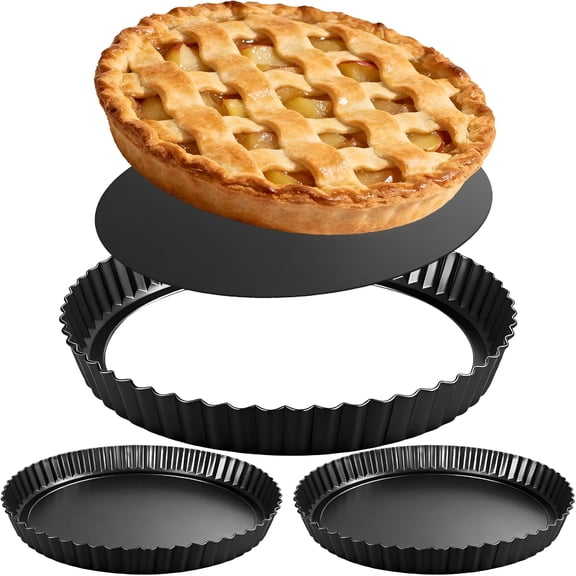 ACDANC Tart Pan 2 Pack,9 Inch Non-Stick Carbon Steel Pie Pan,Tart Pans with Removable Bottom - Perfect Molds for Making Quiches,Brownies,And Fruit Tarts with Grooved Edges