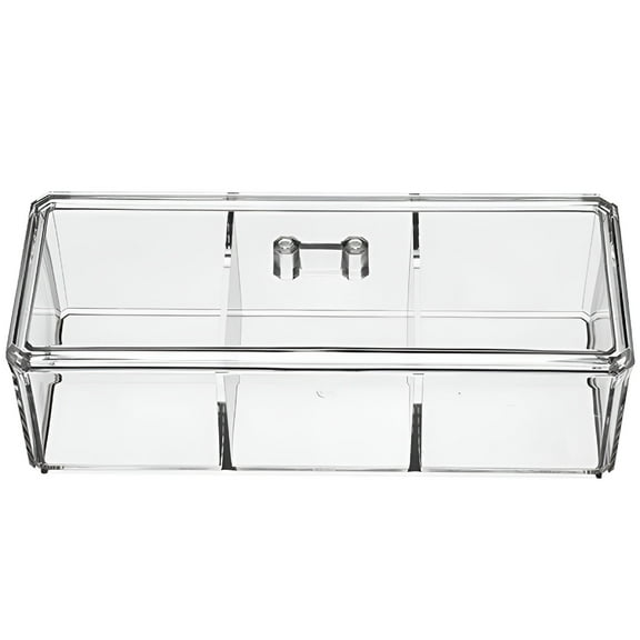 ACDANC Tea Bag Organizer Box with Divided Compartments, Clear Acrylic Window & Magnetic Lid, Slim Coffee & Sugar Storage Container for Kitchen Countertop