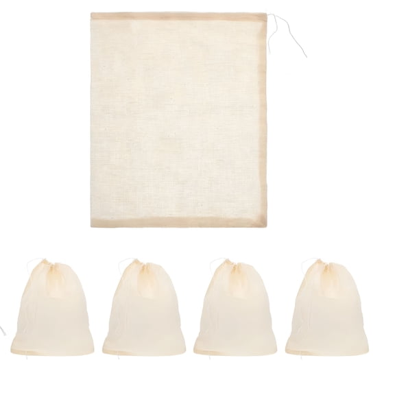 ACDANC Tea Strainer Bags Reusable Coffee/Tea/Herb Brew Bags Loose Leaf Infuser Cotton Muslin Drawstring Soup Spice Bags for Straining,Drawstring Muslin Bags,Coffee Tea Brew 5Pc