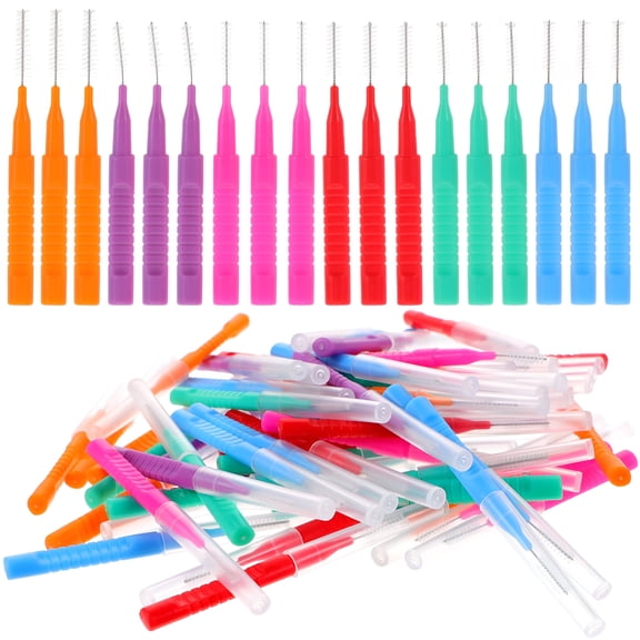ACDANC Teeth Gum Cleaner Interdental Brush Tooth Floss Rods Braces Steel Wire Plastic 60 Pcs