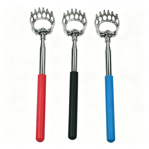 ACDANC Telescoping Back Scratcher,Black Blue Red Portable Extendable,Bear Claws Metal,Hand Massager Backslap,Rubber Handles Back Scratcher Extendable