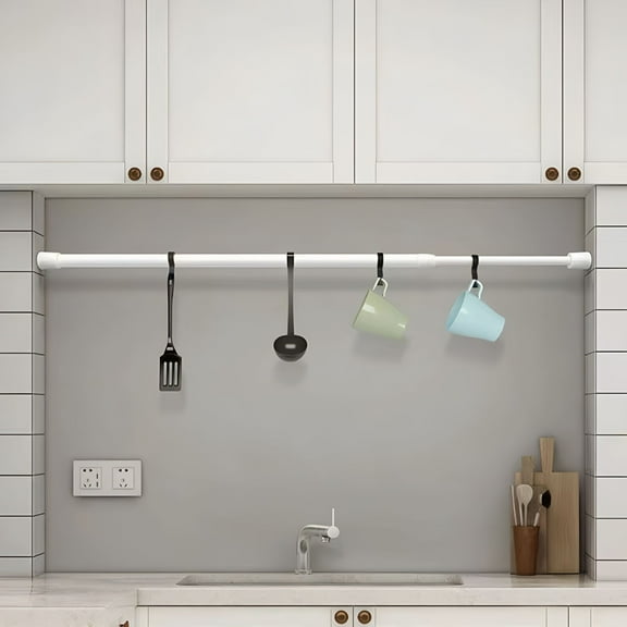 ACDANC Tension Curtain Rod,24 To 43inch (White),Adjustable Tension Rods Spring Curtain Rods No Drilling Extension Rod for Home Travel Office