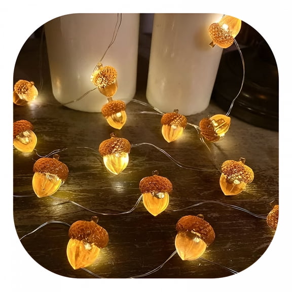 ACDANC Thanksgiving Garland String Lights Decorative Acorn Autumn Novelty Lights 30 Leds 9.8 Ft Battery Operated for Bedroom Wedding Birthday Harvest Decor,Fall String Lights