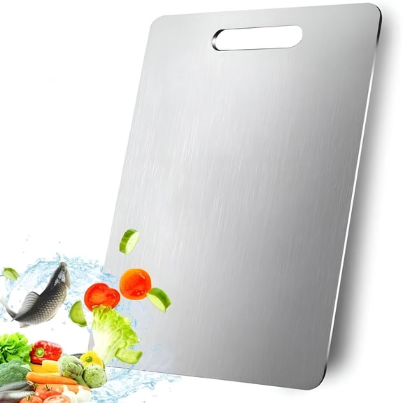 ACDANC Titanium Cutting Board for Kitchen-100% Pure Titanium Cutting Boards,Food Grade 304 Stainless Steel Cutting Board Set for Fruit,Meat&Vegetable (13.3 * 9Inch)