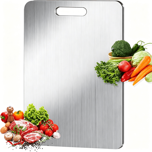 ACDANC Titanium Cutting Board for Kitchen - 100% Pure Titanium Cutting Boards,Food Grade 304 Stainless Steel Cutting Board Set for Meat,Fruit & Vegetable (13.4 * 9Inch)