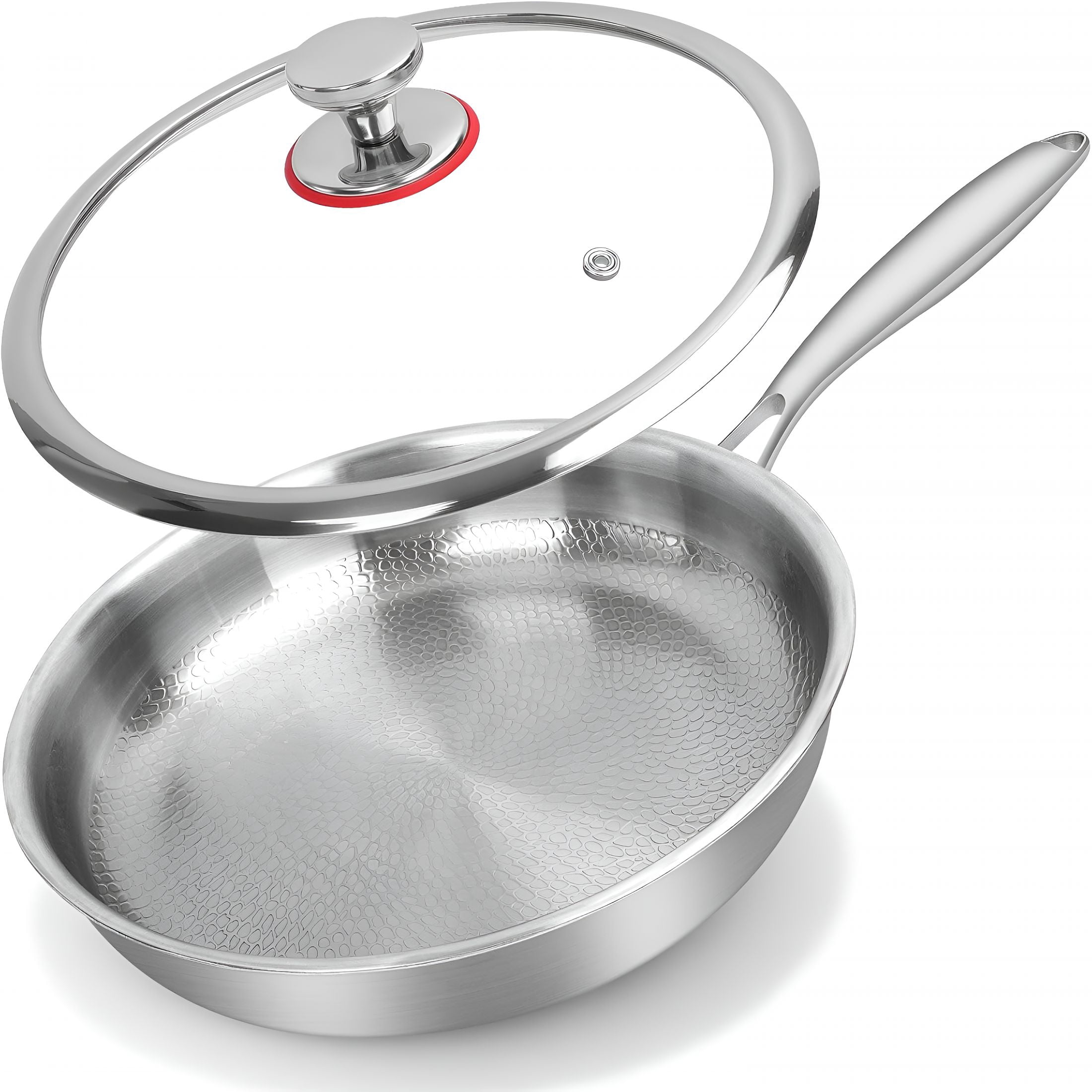 ACDANC Titanium Hammered Pan Pro with Lid-11.02 Inch Titanium Non Stick Frying Pan | Scratch-Resistant,Even Heating Cookware for All Stovetops(11In-With Lid)