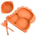 thumbnail image 1 of ACDANC Toddler Plate Dinosaur Divided Bowl Set Knife and Fork Kids Gift Silicone Baby Dishes Food, 1 of 7