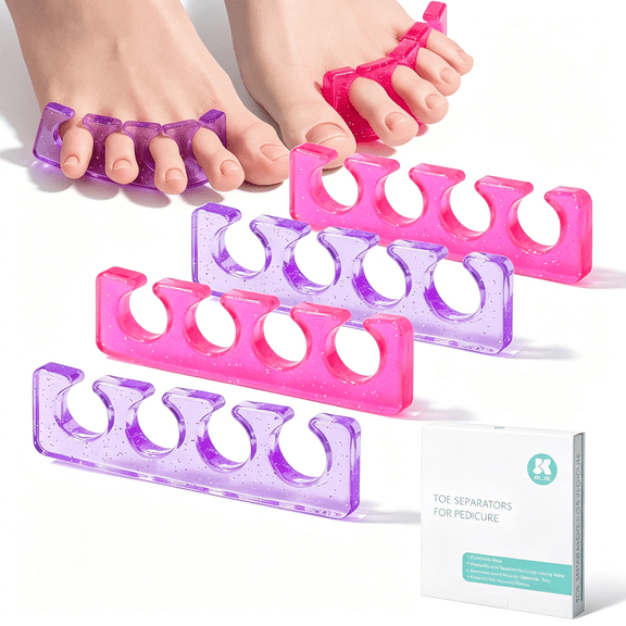 ACDANC Toe Separators for Pedicure, 2 Pairs, Pink & Purple, Toe Separators for Women Pedicure