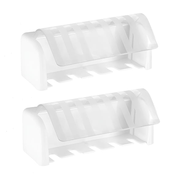 ACDANC Toothbrush Holder Wall Mounted with Cover,Dustproof Toothbrush Holder,5 Slots Self Adhesive Toothbrush Holder,Shower Rv Mirror Toothbrush Storage Organizer Rack (White,2 Pack)