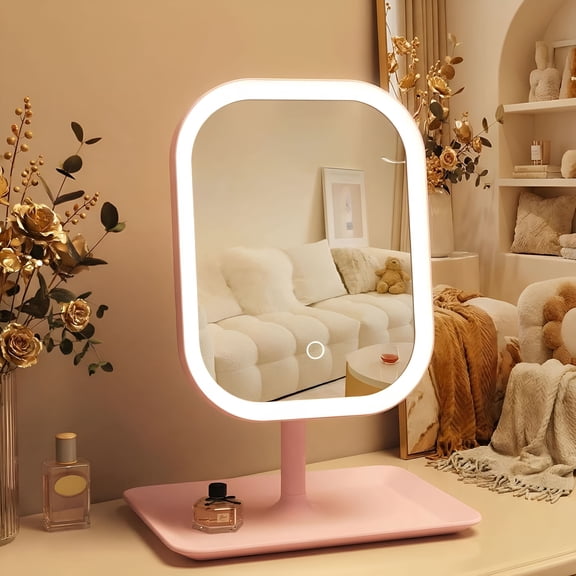ACDANC Touch-Sensitive Controls Vanity Mirror,Makeup Mirror with Led Light,2400Mah Rechargeable,270-Degree Rotation Adjustment,Beauty Vanity Mirror with Lights,Portable Travel,3 Light Color