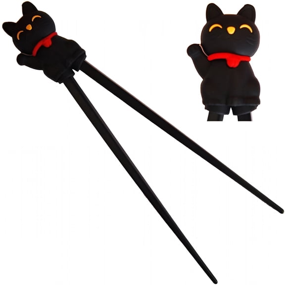 ACDANC Training Chopsticks for Beginners,Right Or Left Handed,Black Cat