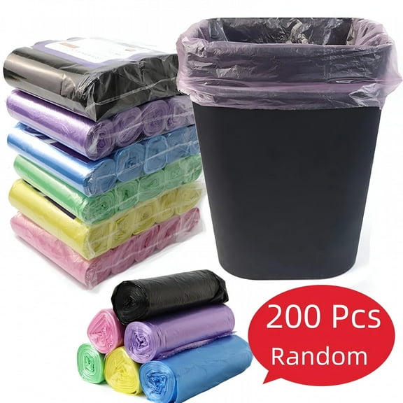 ACDANC Trash Bags 200Pcs Random Colors Garbage Bags 10 Rolls 5 Gallon Kitchen Bathroom Trash Bag 17.7"19.7"