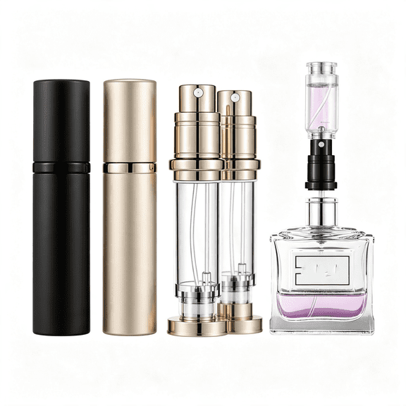 ACDANC Travel Perfume Bottle Refillable Atomizer-2-Pack 5Ml Pocket Perfume Dispenser,Leakproof Portable Perfume Sprayer,Leakproof Portable Compact Refillable Perfume Bottle(Black&Gold)