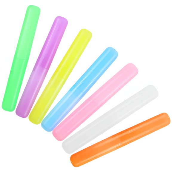 ACDANC Travel Toothbrush Case 7pcs Plastic Toothbrush Travel Case Toothpaste Container 7.48"X1.06"X1.06"