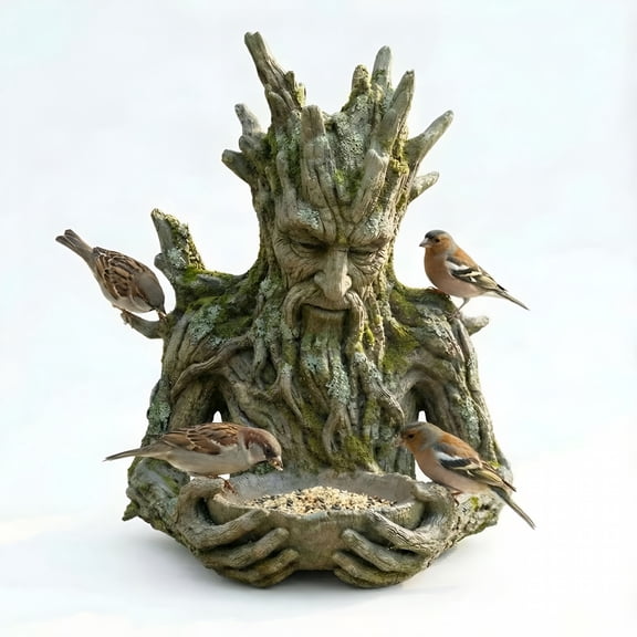 ACDANC Tree-Integrated Bird Feeding Sculpture Tree Faces Decor Outdoor Ancient Tree Bird Feeder with Hidden Keyhole Hanger Whimsical Art Dcor Garden Accessory(1Pc)