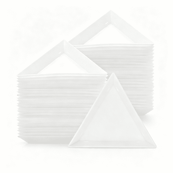 ACDANC Triangle Sorting Trays,100 Pieces Plastic White Magical Sequin Rhinestones Tray Triangle Sorting Storage Plates Art Tray for Craft and DIY Needs (Triangle)