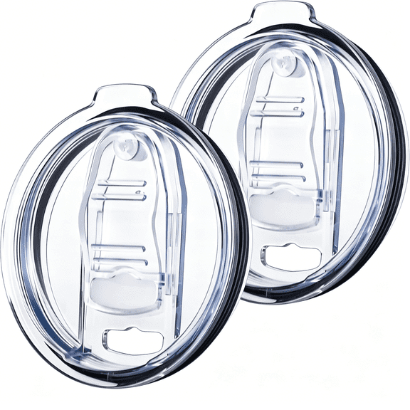 ACDANC Tumbler Lid Replacement 2 Pack for 20 oz Tumblers - Compatible with Rambler & More 3.2" Mugs, Spill Proof and Splash Resistant Crystal Clear Sliding Lids, BPA-Free, Straw Friendly