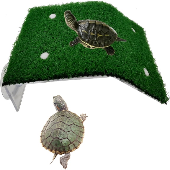 ACDANC Turtle Resting Basking Platform,Simulation Grass Turtle Ramp,Tortoise Climbing Ladder Resting Terrace,Lawn Turtle Tank Accessories Aquarium Floating Dcor for Reptile Frog