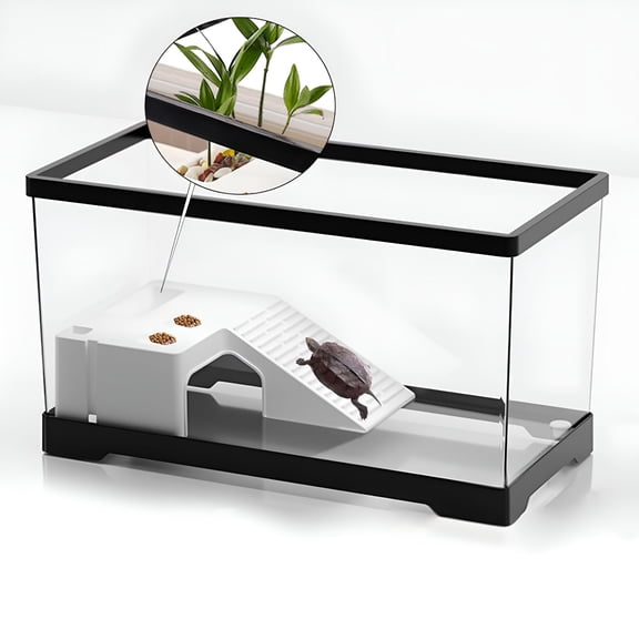 ACDANC 2026 New Turtle Tank Bottom Drainage Terrapin Tortoise Enclosure Starter Indoor Decor Large Black